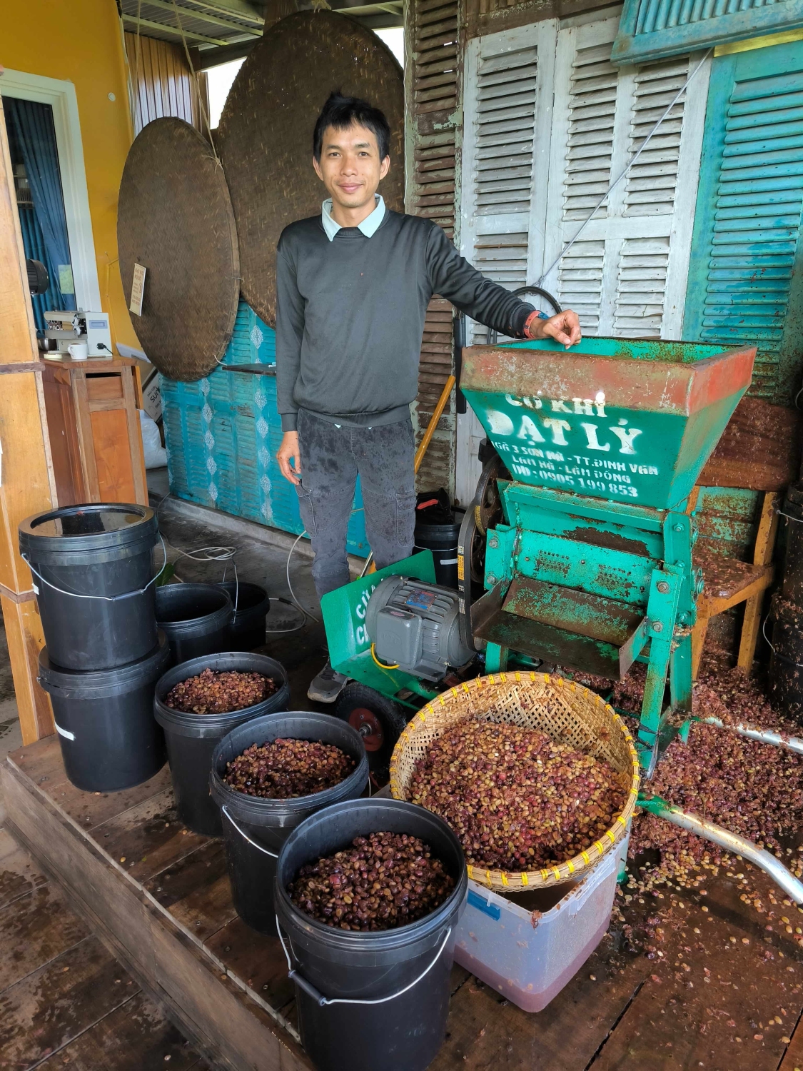 Coffee Pulping Machine at HuyEco Coffee & Culture | The First Step in Coffee Processing