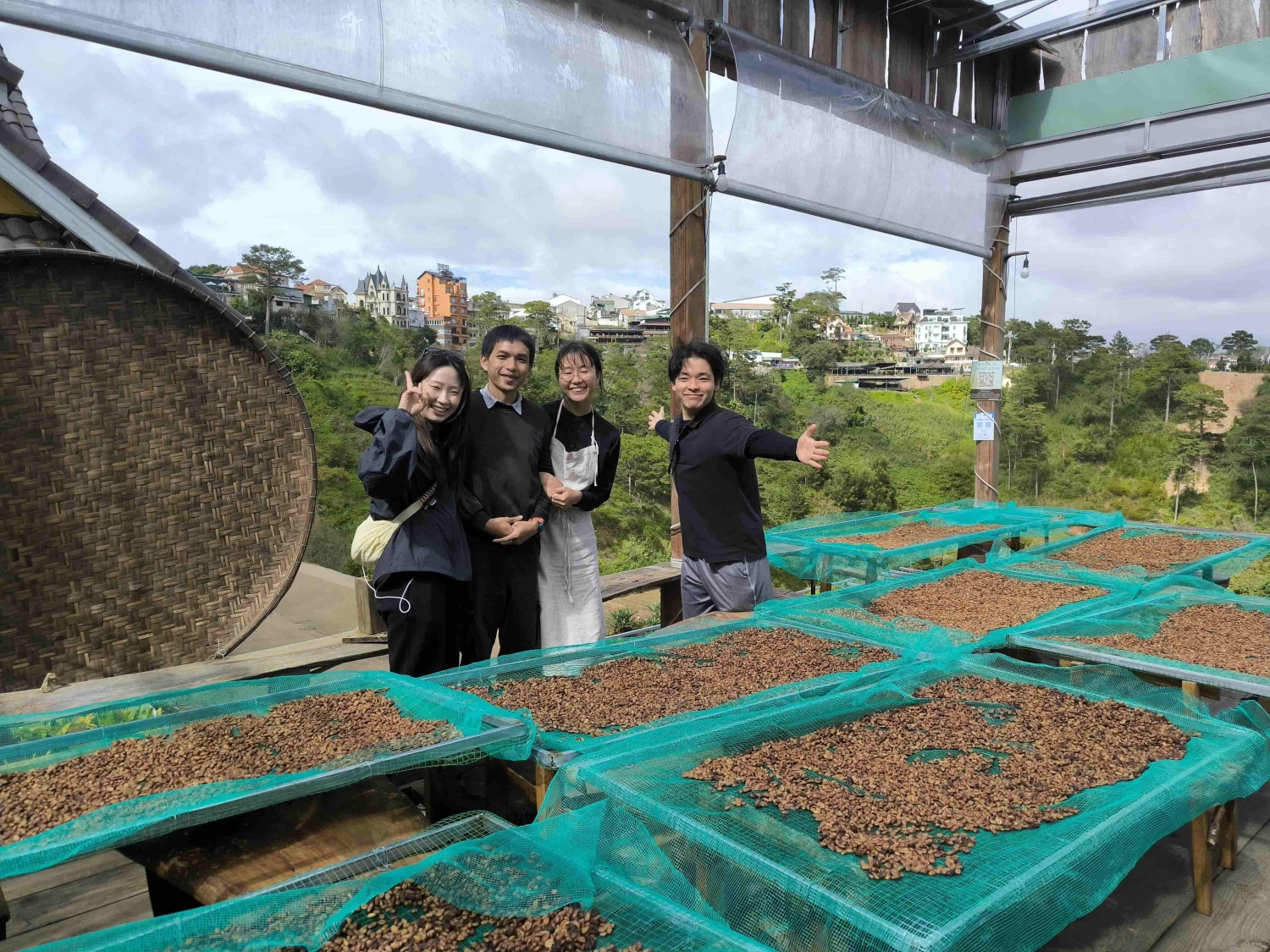 HuyEco café interior and exhibition area showcasing sustainable coffee production.